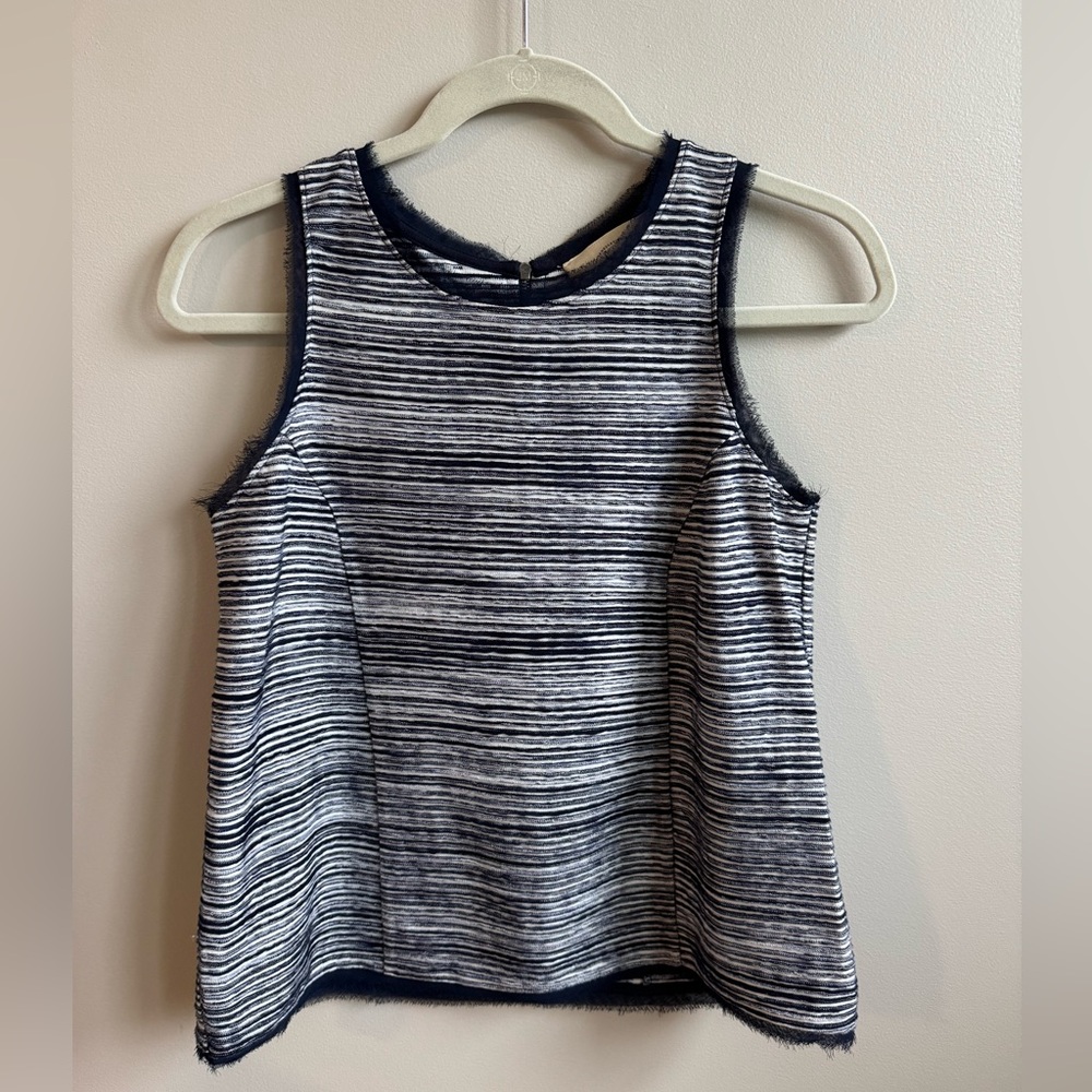 Anthropologie Navy Blue & White Sleeveless Tank Top